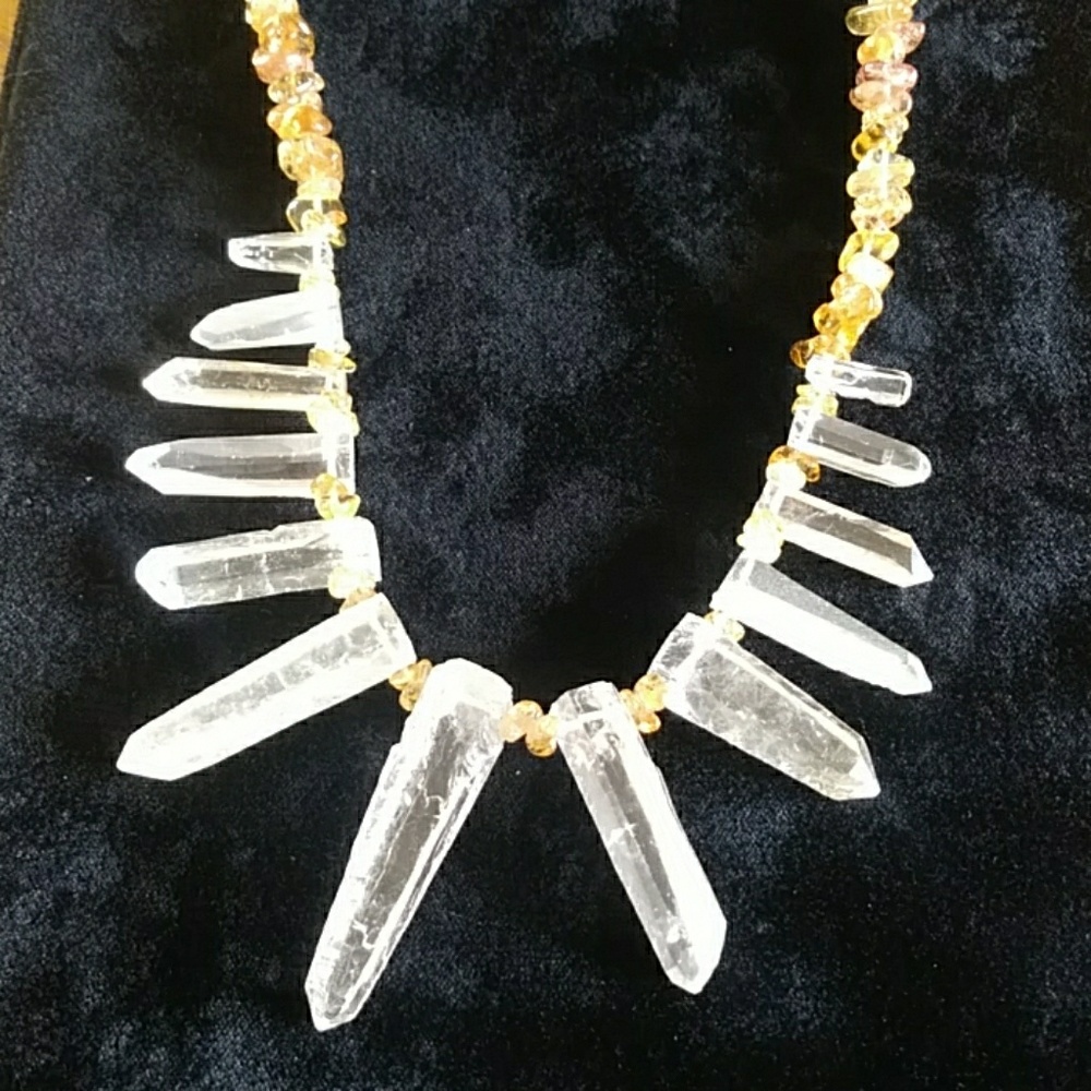 Citrine & Quartz Crystal Statement Necklace